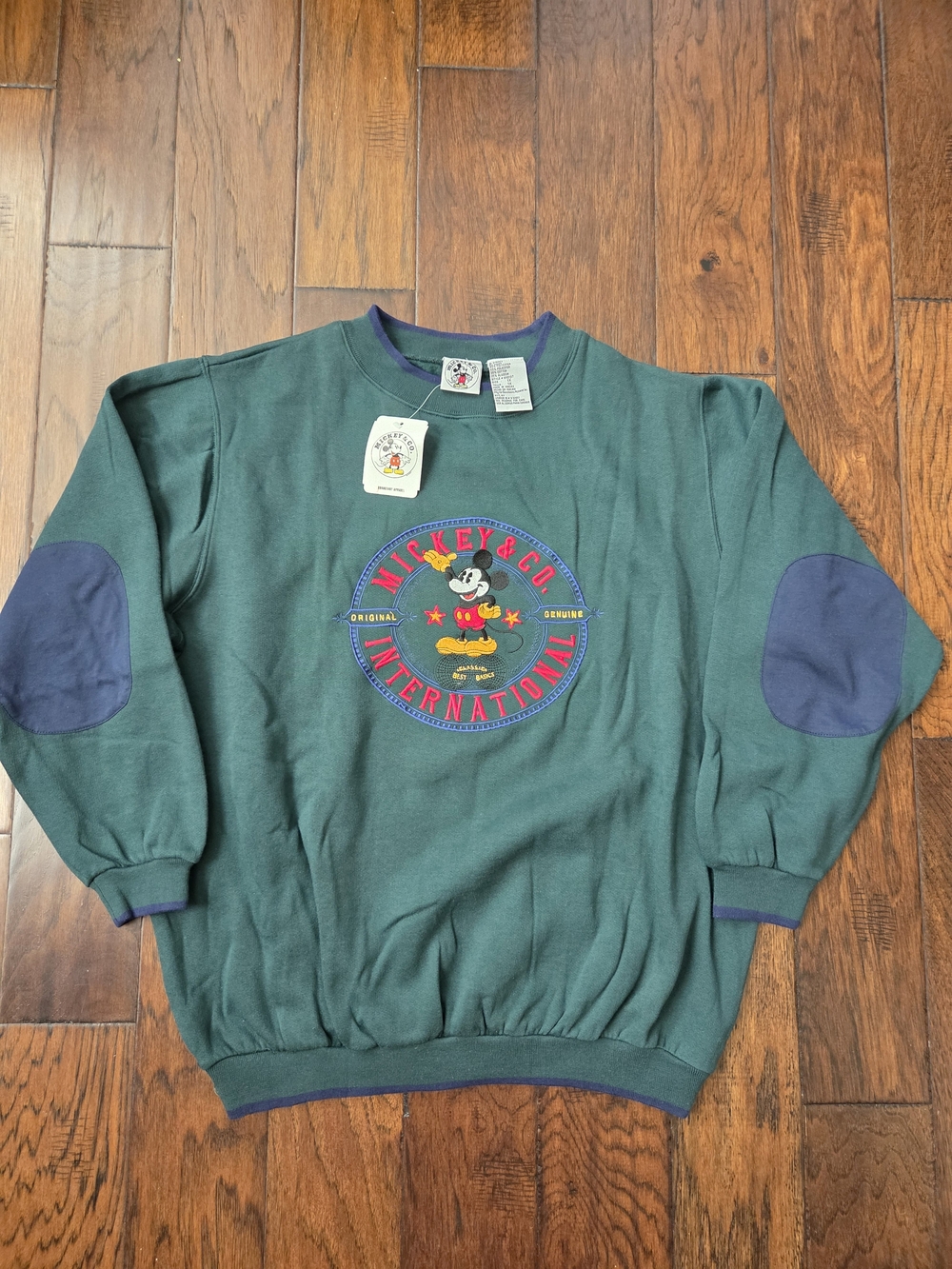 Vintage 90s Disney Mickey & Co International Sweatshirt 1X NWT Elbow Patches